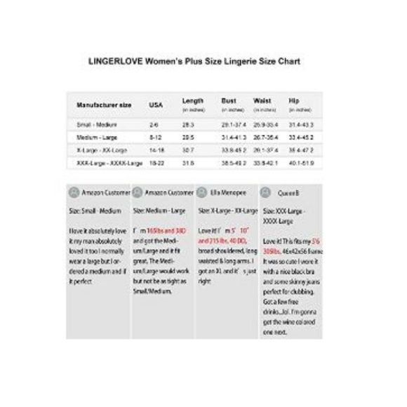 LINGERLOVE Womens Plus Size Sexy Lingerie Bodysuit - Picture 5 of 6